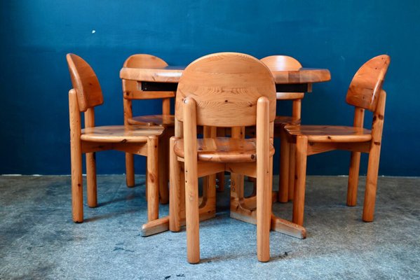 Pine Dining Set by Rainer Daumiller, Set of 6 for sale at Pamono
