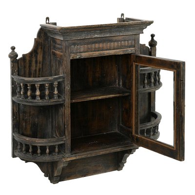 Wandvitrine aus geschnitztem Massivholz bei Pamono kaufen