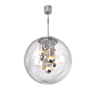 Large Handblown Bubble Glass Pendant Lights From Doria 1970s Set Of 4