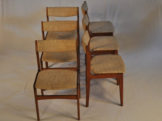 Teak Fabric Dining Chairs By Erik Buch 1960s Set Of 6 For Teak Fabric Dining Chairs By Erik Buch 1960s Set Of