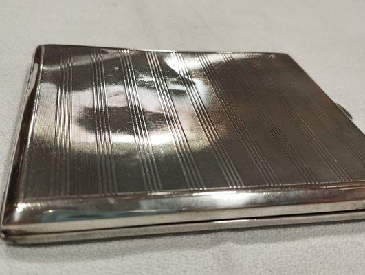 Carved and Enameled Silver Cigarette Case, 1920s for sale at Pamono