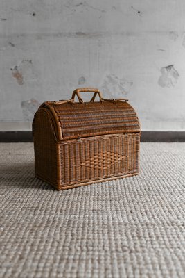 Petit Panier En Osier Rotin Tressé Vintage 1950/1960 - France
