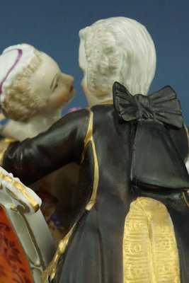 Rococo Porcelain Sculpture Depicting a Lady and a Gentleman at the