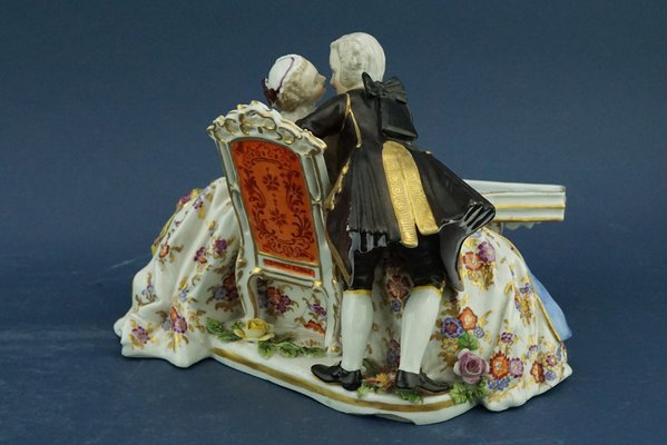 Rococo Porcelain Sculpture Depicting a Lady and a Gentleman at the