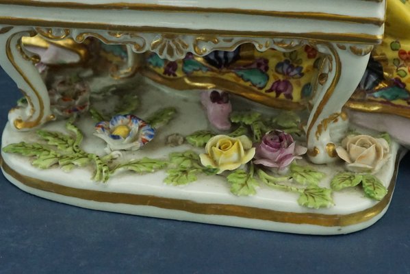 Rococo Porcelain Sculpture Depicting a Lady and a Gentleman at the