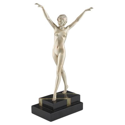 Ferdinand Preiss, Art Deco Striding Lady, 1920er, Bronze mit