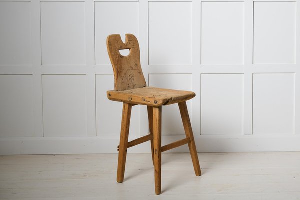 Swedish Folk Art Chair with Hand Carved Graffiti for sale at Pamono
