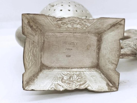 Antique 900 Silver Tea Strainer, Vietnam, Early 20th Century Antique 900 Silver Tea Strainer, Vietnam, Early 20th Century