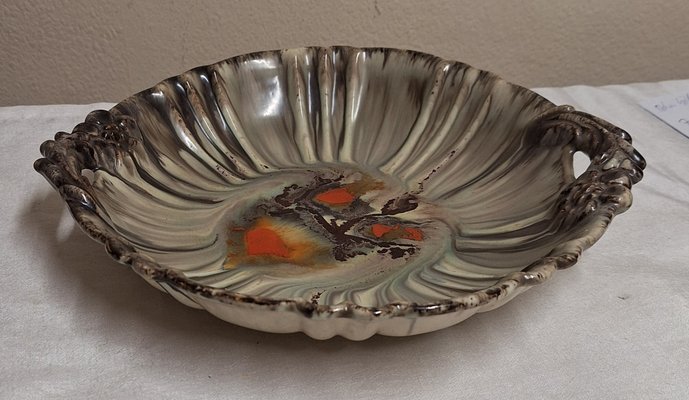 Deutsche Art Deco Obstschale aus Bunt Glasierter Keramik, 1930er bei Pamono kaufen