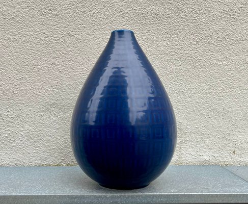 Blue Glazed Marselis Vase by Nils Thorsson for Aluminia, 1950s for