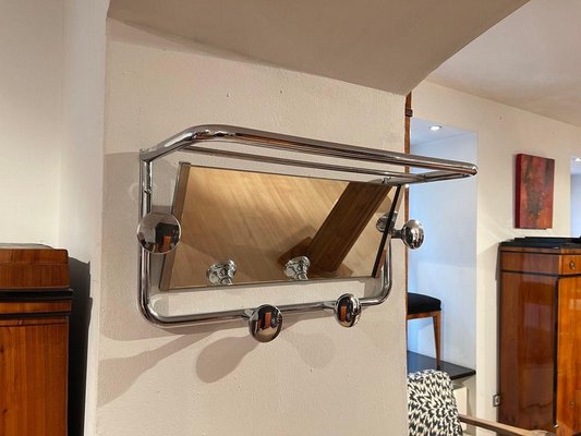 Small Art Deco Coat Rack with Mirror, 1930 for sale at Pamono