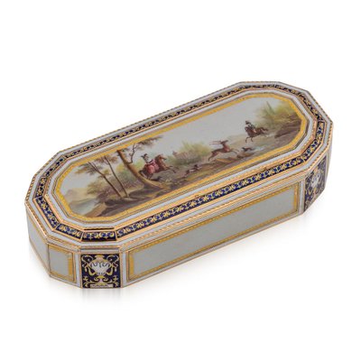 18 Karat Gold and Enamel Snuff Box by Freres Jordan, Hanau