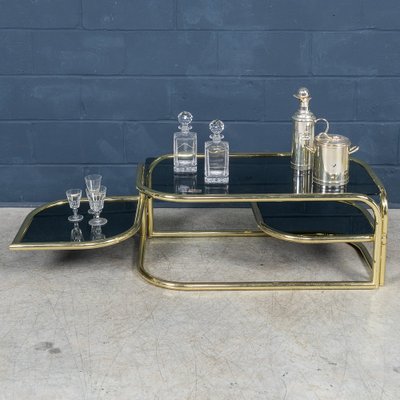 Italian Brass Framed Smoked Glass Coffee Table from Morex, 1980s