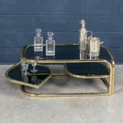 Italian Brass Framed Smoked Glass Coffee Table from Morex, 1980s