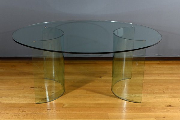 Ovaler Glastisch von Fiam, 1980 bei Pamono kaufen