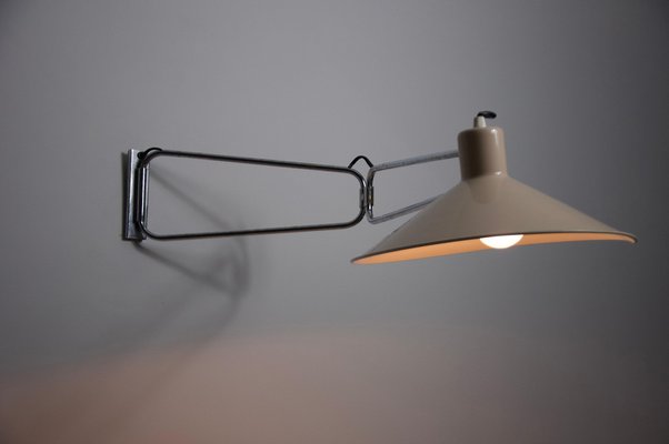 Mid-Century Chrome Swing Arm Wall Lamp, France, 1950s for sale at