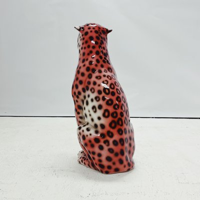 Leopard Statue Ceramic Pink from Ceramiche Boxer for sale at