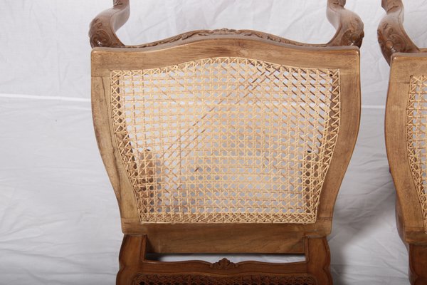 Antique Rococo Style Chairs in Carvings Wicker, 1950, Set of for