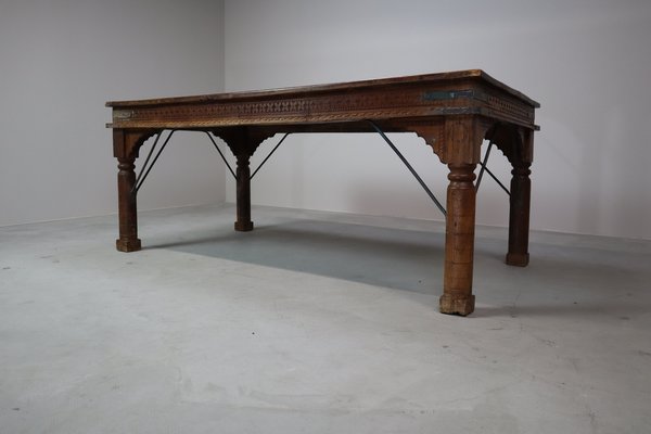 Indonesian Hand-Carved Teak Dining Table