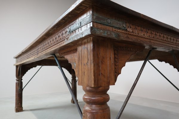 Indonesian Hand-Carved Teak Dining Table