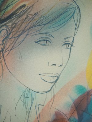 Jean-Baptiste Valadie, Woman with Bouquet, Lithograph for sale at