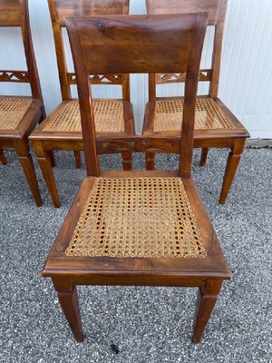 Sedie da pranzo in legno e paglia di Vienna, set di in vendita