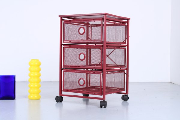 Postmodern Red Metal Storage Unit from Ikea, 1980s for sale