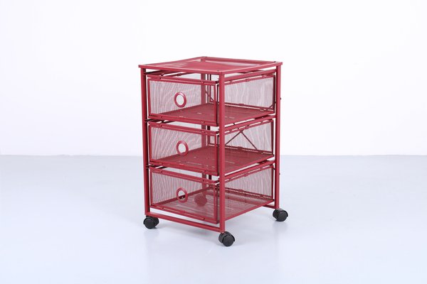 Postmodern Red Metal Storage Unit from Ikea, 1980s for sale at Pamono