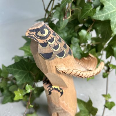 Vintage Japanese Hawk Wood Carving from Tsugaru, 1960s for