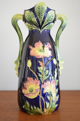 Beautiful.t24■1790+1690×10=18690ヒーリング Art Nouveau Austrian Majolica Vase, 1890s for sale at Pamono