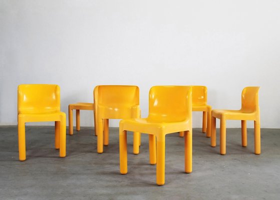 4875 Chairs in Plastic by Carlo Bartoli for Kartell, 1980s, Set of