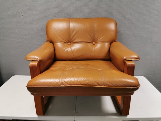 Furuhof Pine Wood and Leather Armchair by Hannu Jyräs for Ikea