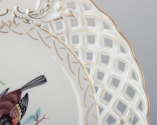 3 Assiettes De Présentation Meissen En Porcelaine - Pétoncles Montées, Réticulées, Peintes à La Main - Occasion - Allemagne