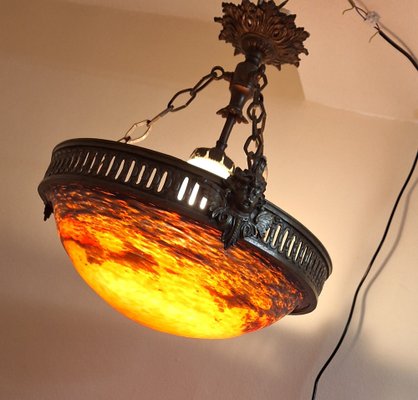 Oranger Lampenschirm Mit Weißem Geometrischen Muster – Für Tisch- Oder Deckenlampe, Verschiedene Größen