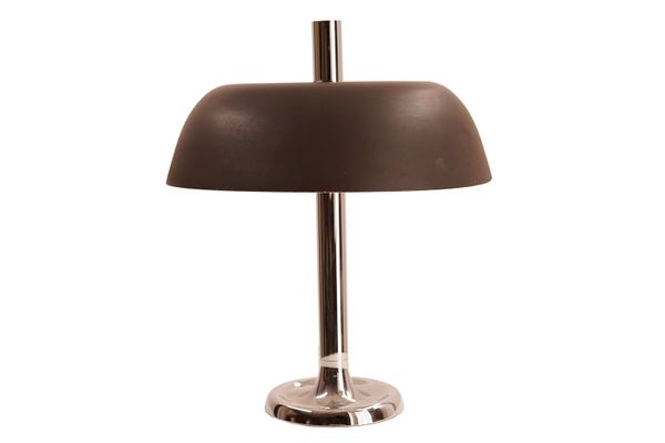 Vintage Large Table Lamp With Brown Shade From Hillebrand Lighting