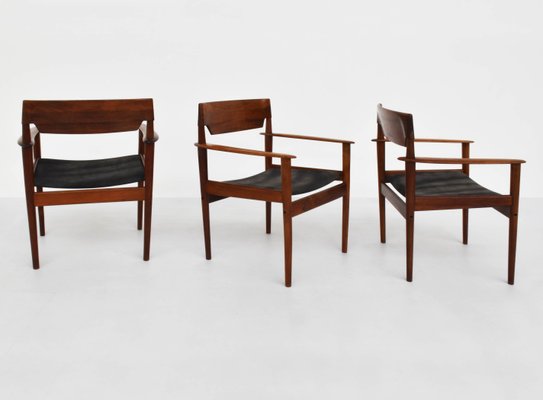 Pj4 Chair in Teak and Leather by Grete Jalk for Poul Jeppesen
