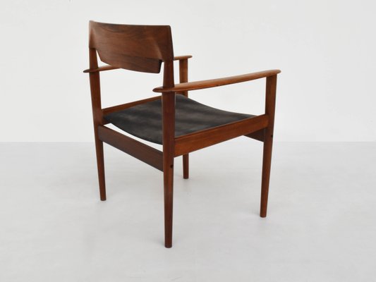 Pj4 Chair in Teak and Leather by Grete Jalk for Poul Jeppesen