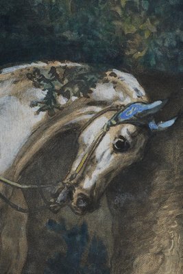 L'Ouverture de la Chasse, Watercolor Lithograph, Antique Print