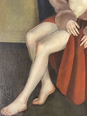 Leonid Frechkop, Nude with a Fur Coat, 1920s, Oil on Canvas for
