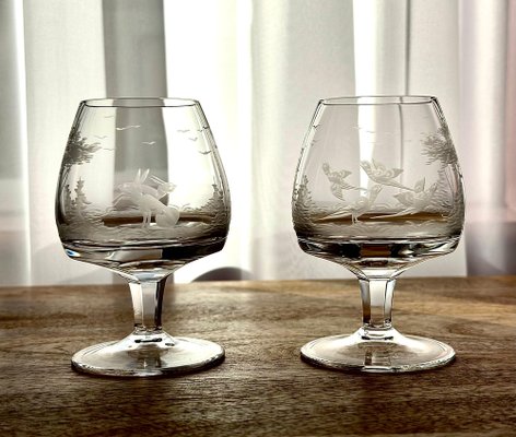 Mundgeblasene Vintage Cognac Gläser, 7 . Set bei Pamono kaufen