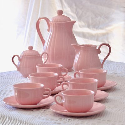 Kaffeeservice aus Steingut von Salins-Les-Bains, 1930er, 15 Set bei Pamono kaufen