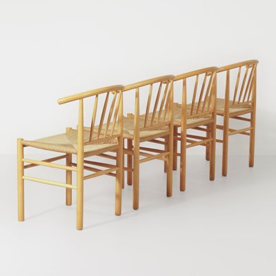 Danish J-151 Dining Chairs in Beech and Papercord by Erik Ole