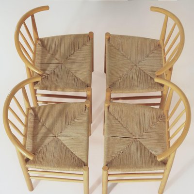 Danish J-151 Dining Chairs in Beech and Papercord by Erik Ole