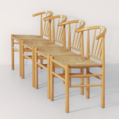 Danish J-151 Dining Chairs in Beech and Papercord by Erik Ole