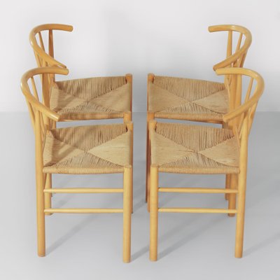 Danish J-151 Dining Chairs in Beech and Papercord by Erik Ole