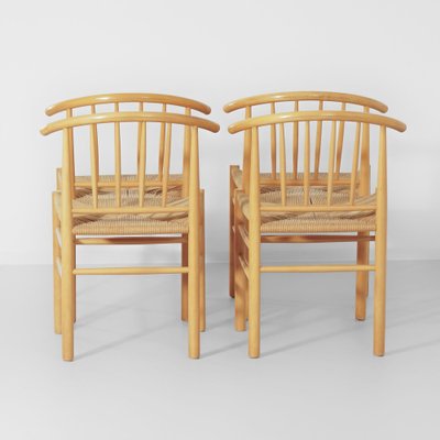 Danish J-151 Dining Chairs in Beech and Papercord by Erik Ole