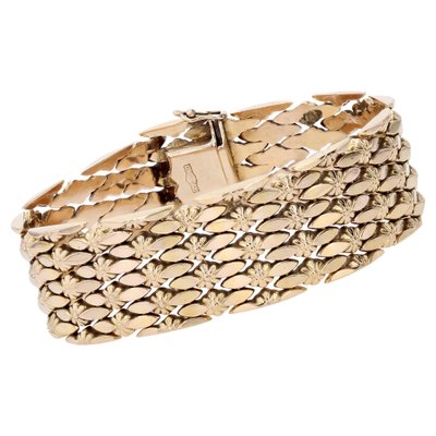 【美品】1960s FRENCH VINTAGE BRACELET Vintage 1960s Italy 14k Solid Yellow Gold Wide Chain