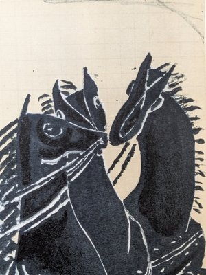 Georges Braque, Black Horses and Chariot, Color Lithograph, 1955