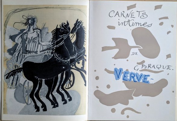 Georges Braque, Black Horses and Chariot, Color Lithograph, 1955