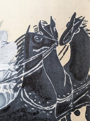 Georges Braque, Black Horses and Chariot, Color Lithograph, 1955